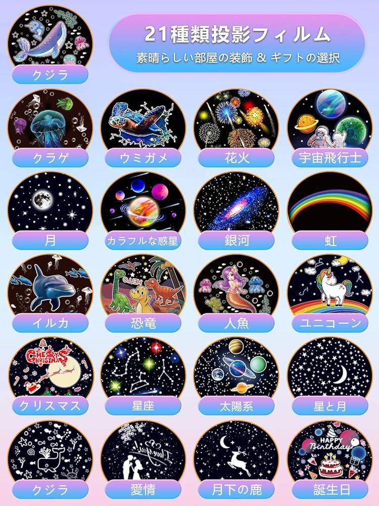 Amazon.co.jp : 21種類投影フィルム プラネタリウム 家庭用 子供